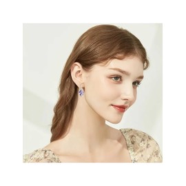 925 Sterling Silver Amethyst Earrings for Women, February Birthstone Dangle Drop Earrings, February Birthday Jewelry for Women Girls