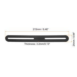 uxcell 2Pcs Adjustable Flat Mending Plate Support with Slot, 8.46 x 0.94 Inch Stainless Steel Slotted Straight Brace Brackets for Wooden Furniture, Black