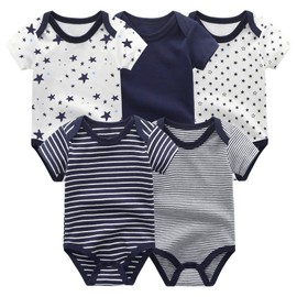 JELYLOVE Unisex Boy Girl Baby Bodysuit 5 Pack Cartoon Cotton Infant Clothes Short Sleeve Soft Babie's Outfits
