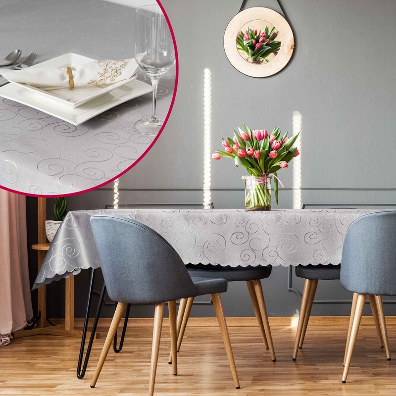 Damask Tablecloth with Curl/Circle Design, Choice of Sizes and Colours,