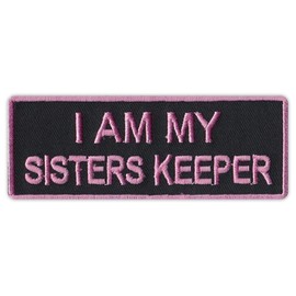 Motorcycle Biker Jacket/Vest Embroidered Patch - I Am My Sisters Keeper (Black/Pink Design)