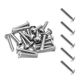 Cjueiom 20 Pack M4 Door Knob Screws, 20mm Handle Screws 304 Stainless Steel Machine Bolts, Pan Washer Head Phillips for Kitchen Bedroom Drawer Cupboard Closet Pulls Handles