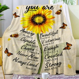 Christian Gifts for Women Inspirational Bible Verse Blanket Religious Scripture Prayer Faith Throw Blanket Soft Flannel Healing Blanket 50"X40"