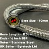 125cm Short Shower Hose - 10mm Internal Bore - Stainless