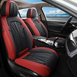 MINGBRON Car Seat Covers,Breathable and Waterproof Faux Leather Automotive Seat Covers for Cars SUV Pick-up Truck Sedan,Universal Anti-Slip Driver Seat Covers Wine Red