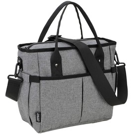 Lunch Bag,RAVUO Water Resistant Insulated Leak-Proof Lunch Box Reusable Lunch Tote Cooler Bag for Men, Women with Detachable Shoulder Strap Grey
