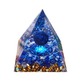 Pyramid Crystal Ball Meditation Crystals Moonstone Resin Crystal Lapis Lazuli Nature Reiki Chakra Crushed Stone Tree of Life Healing Chakra Pyramid Gift for Friends (SJ-3)