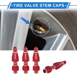 VekAuto 4 Pcs Tire Valve Stem Caps 7x70mm Tyre Valve Dust Covers for Car Truck Motorbike Bicycle Decorative Aluminum Alloy Red