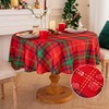 Romanstile Round Christmas Tablecloth Wipe Clean Red Green Gingham Xmas