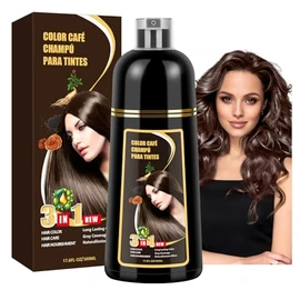 Shampoo para Canas, Hair Dye Shampoo 3 en 1 de Funciones de cuidado cabello, Shampoo con Tinte para Cubrir Canas con Cabello Extractos Jengibre Ginsen