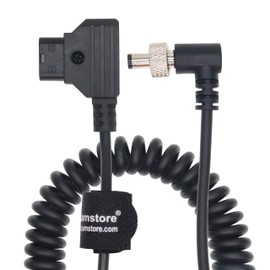 Locking DC 5.5 2.1 to D Tap Coiled Power Cable for Video Devices PIX-E7 PIX-E5 7 Touchscreen Display Hollyland Mars 400s Amaran 60X (Coiled Cable, Angle Locking DC)