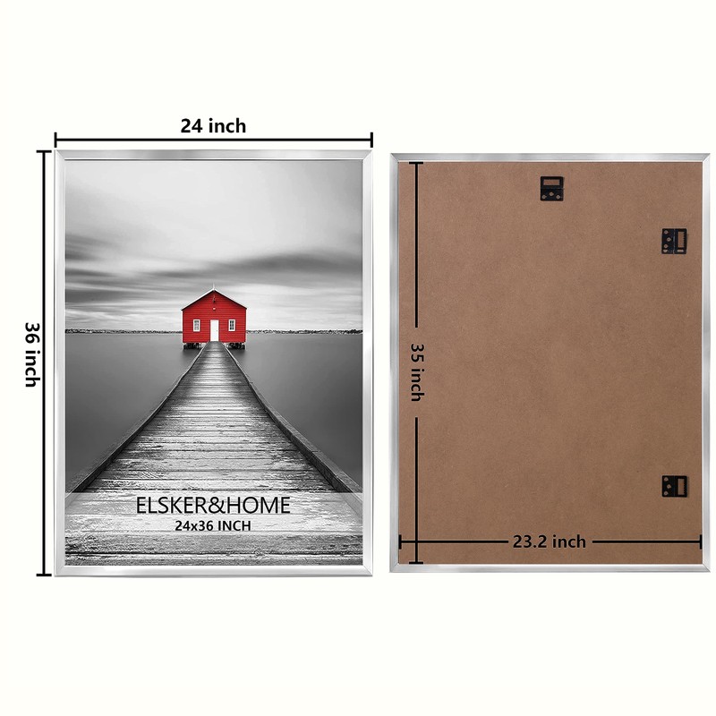 ELSKER&HOME 24x36 Poster Frame 3 Pack, Sliver Picture Frame for