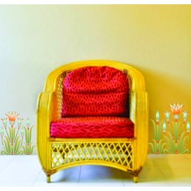 Lotus Border Stencil - 21.5 x 25.5 cm (L) - Reusable Stylized Egyptian Lotus Flower - Stencil for Wall