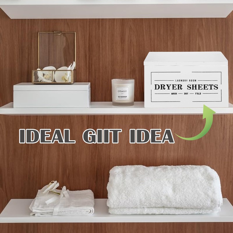 Limbeuuu Farmhouse Dryer Sheet Holder with Lid - Rustic Dryer