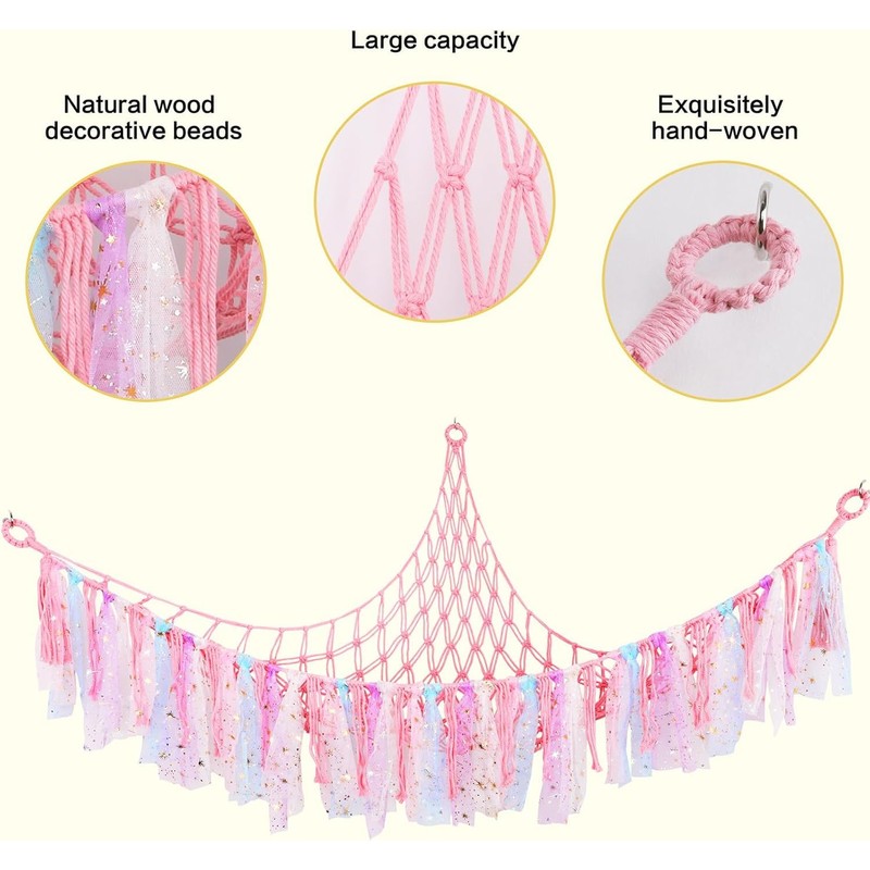 IMIKOKO ぬいぐるみ ネットまたはハンモック、おもちゃハンモック吊り詰め詰められた保管、LEDライト付き、子供の寝室用