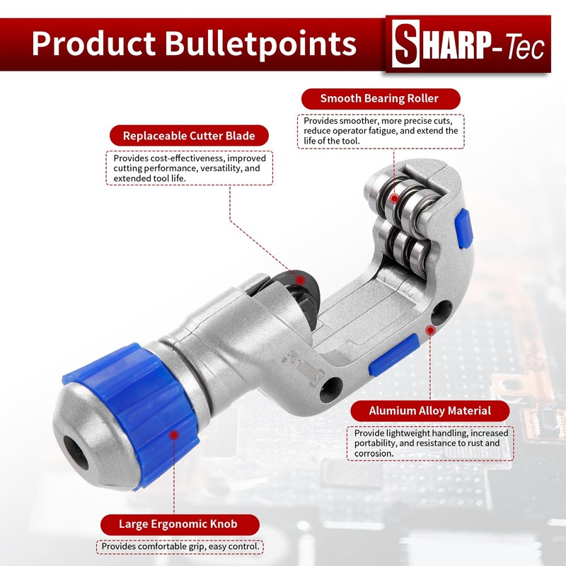 Sharp-tec 4-32mm Pipe Cutter, Adjustable Tube Cutter with Aluminum Alloy