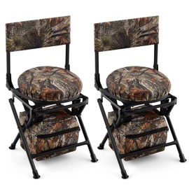 Briwooody 2 Set 360 Degree Swivel Hunting Chairs for Ground Blinds, Folding Hunting Seat, Fishing Chair, Lightweight, Portable, Padded Cushion for Fishing, Camping with Storage Bag