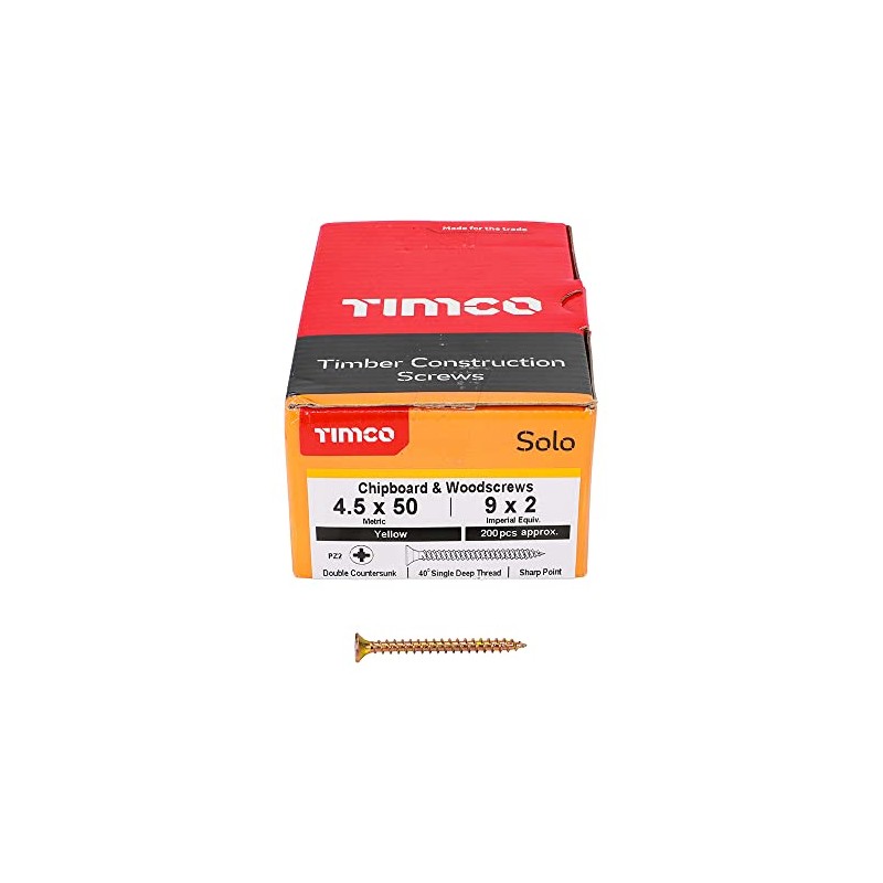 TIMCO Solo Chipboard & Woodscrews - Gold - 4.5 x