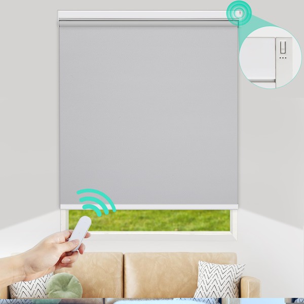 Allesin Motorized Roller Blinds with Remot Control for Windows, Blackout