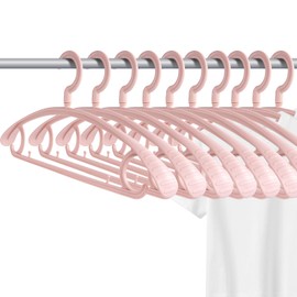 Plastic Clothes Hanger, Extra Thick Plastic Wide Shoulder Adult 360 Degrees Rotate Slip Resistant Standard Clothing Hanger Ideal for Everyday Use Pink 10 Pack