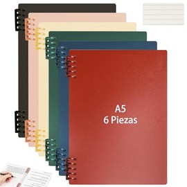 6 PCS A5 Cuaderno De Tapa Dura De Cuero Vegano Con Divisores, Cuaderno De Espiral,Cuaderno Con 320 Hojas De Papel Rayado,Cuaderno Ejecutivo Para Unive