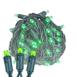 Novelty Lights 24ft 70 LED Green Christmas Lights Outdoor/Indoor, 4" Spacing, Green Wire String Lights for Festive Xmas Lighting, IP55, UL Listed, Dimmable, Connectable