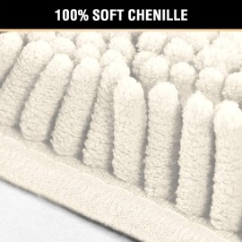 H.VERSAILTEX Bath Mat Bathroom Rug Bath Rugs for Bathroom Non Slip Bath Mats Extra Thick Chenille Rug 17" x 24" Absorbent Soft Shaggy Washable Dry Fast Plush Rugs for Bathtubs - Cream