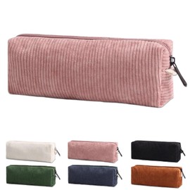 Small Pencil Case for Kids Adult - Portable Aesthetic Pen Case for Boys Girls, Corduroy Pencil Bag with Zipper, Cute Stationery Organizer for School Office Home Pink