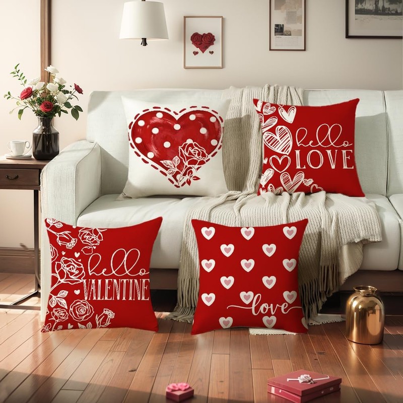 Valentines Day Pillow Covers 16 x 16 Inch Set of