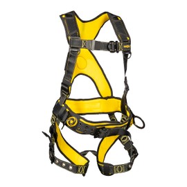 Guardian 21029 Cyclone Construction Harness with Waist Pad | Side D-Rings | OSHA & ANSI Compliant | Black/Yellow | Small