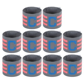 MECCANIXITY Soccer Captain Armband, Nylon Captain Arm Bands for Soccer Elastic Captain C Arm Band Sports Captain Armbands for Football Team Training Youth & Adult Grey, Pack of 10