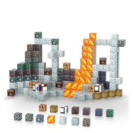 Magnetic Blocks - 128PCS Underground World Magnetic Blocks Building Sets - Sensory Stacking Build Set for 3-9 Year Olds