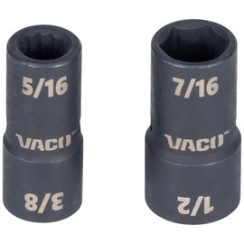 VACO VAC4100 10-Piece 2-in-1 Impact Flip Socket Set with Case, Adapter, Extension, Ratchet, 6 Sockets, 12 SAE Sizes for 1/4 and 3/8-Inch Drives