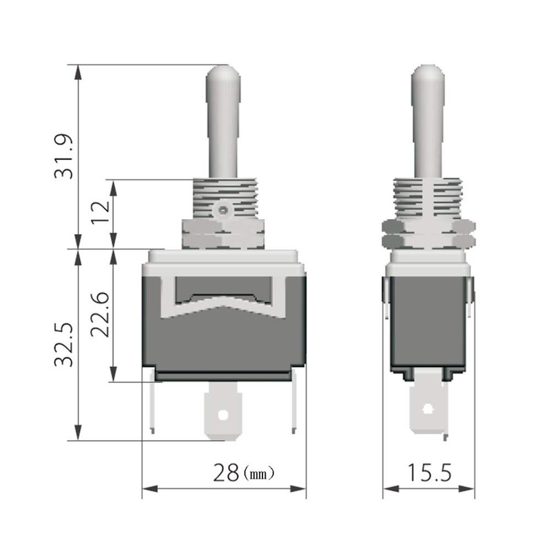 2Pcs HY29j 3Pins Toggle Switch KEDU (ON)-Off-(ON) Dust-Proof Switches with