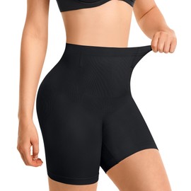 Nebility Shapewear Tummy Control Shorts for Women Mid-Waist Body Shaper Thigh Slimmer Slip Short for Under Dresses Black