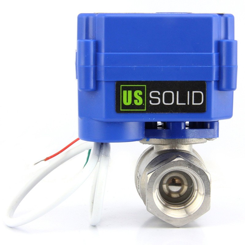 U.S. Solid Motorized Ball Valve 1/4 Inch, Stainless Steel Ball