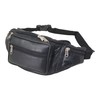 RAS Unisex Black Leather Large Travel Money Pouch Waist Bum