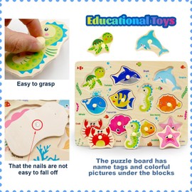 Wooden Puzzles for 1 2 3 Year Olds, Shape Pattern Wooden Puzzles Educational Learning Kids Toys for Birthday, Christmas, Easter Children's Day Girls and Boys Gifts