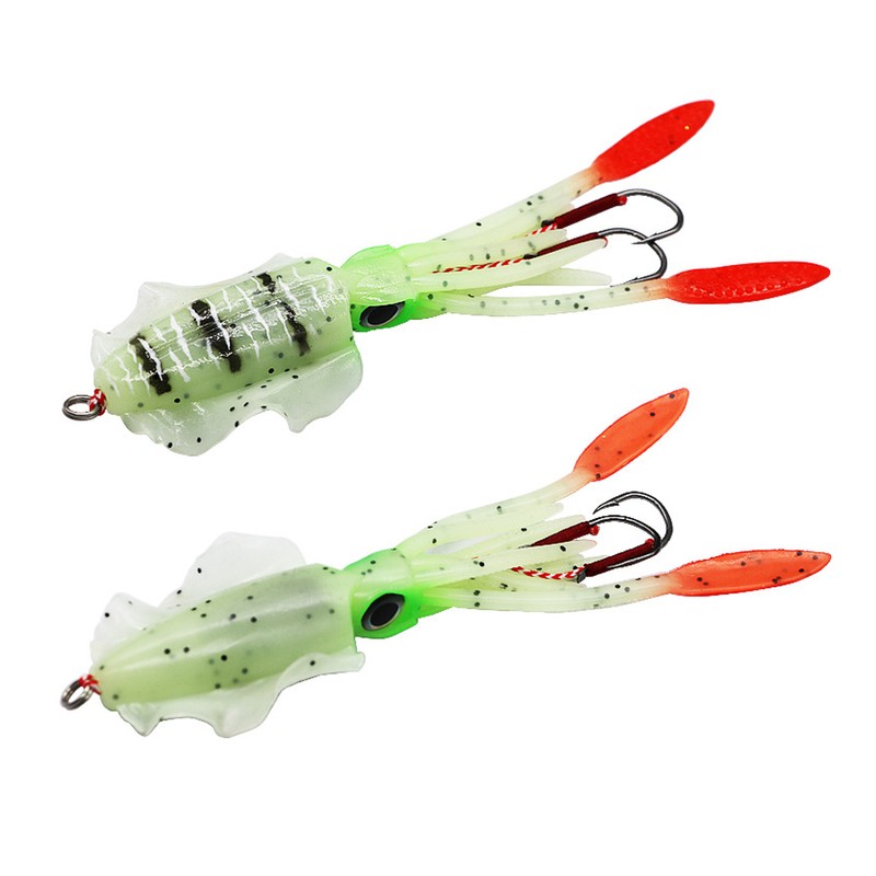 Fishing UV Squid Soft Lure Luminous Octopus Wobbler Bait Squid