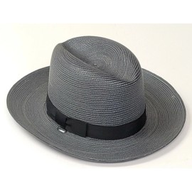 Stratton Sheriff Style Straw Hat 42DB Double Brim Long Oval LO Sz 6-3/8 GG Gray