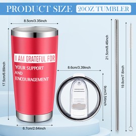 Norme 12 Pcs Thank You Gifts Grateful Tumbler Cup Colorful 20 oz Stainless Steel Insulated Inspirational Coworker Mug with Lids for Women Employee Teacher Nurse Volunteer Appreciation Gifts