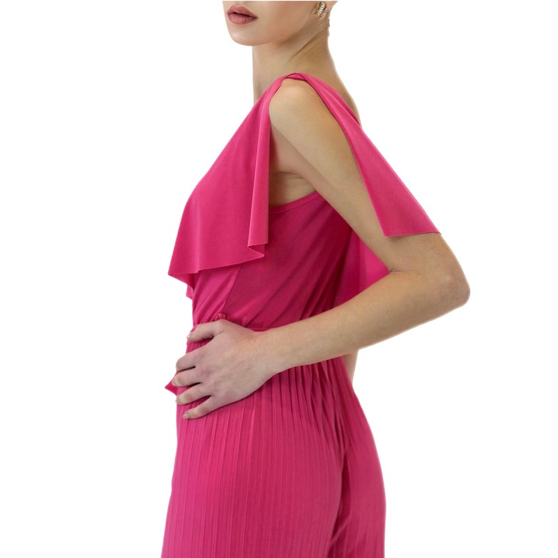 Elara Women's V Cut Jumpsuit, Fuchsia ONE SIZE
