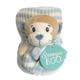 HappyCare Tex SNOOGIE Boo Baby Premium Soft Knit Blanket and Toy Rattle Set