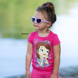 COASION Kids Polarized Sunglasses with Strap - TPEE Rubber Flexible Heart Sunglasses for Toddler Girls Boys Age 2-8 (Purple/Purple Mirror)