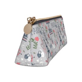 OUZPGAQ Paris Eiffel Tower Pencil Case Gray Art Pen Holder with Zipper Small Pencil Pen Bag Organizer Stationery for Work Office Cosmetic Bag 8.3" Length