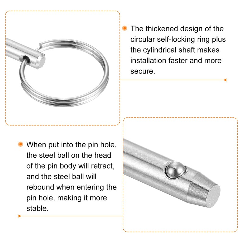 sourcing map 2Pcs 8mmx105mm Quick Release Pins, 316 Stainless Steel