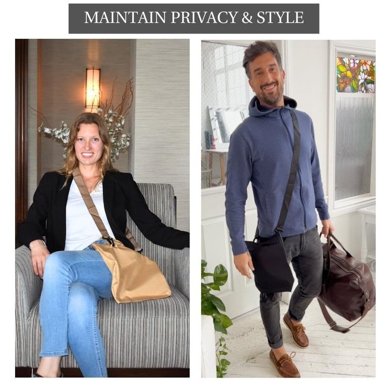 Urine Drainage Bag Holder with Catheter Tube Cover & Adjustable