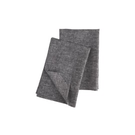 Solino Home Linen Kitchen Towels Set of 2 - Chambray Black 17 x 26 Inch - 100% Pure Linen Kitchen/Tea Towels - Machine Washable and Handcrafted from European Flax