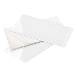 Nicesungdeco Glass Backsplash Tiles, 32-Piece Set (4 sq.ft) Glass Peel and Stick for Kitchen Backsplash Wall, 3" x 6" Subway Backsplash Self Adhesive Tiles (White)