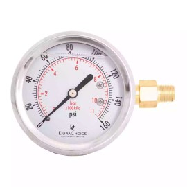 DuraChoice 2-1/2" Silicone Pressure Gauge, SS Face 1/8" NPT, Right Side Mount, 0-160PSI